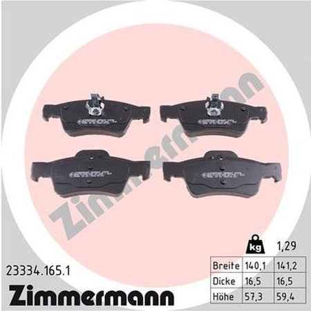 ZIMMERMANN Brake Pad Set, 23334.165.1 23334.165.1